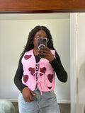 Sweetheart Quilted Tie-Front Vest – Pink
