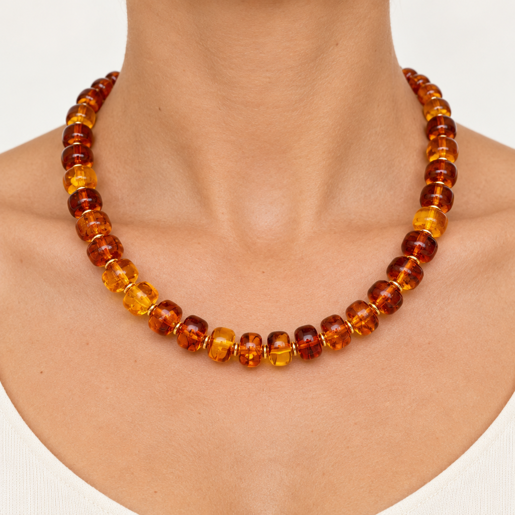 Amber Glow Beaded Necklace