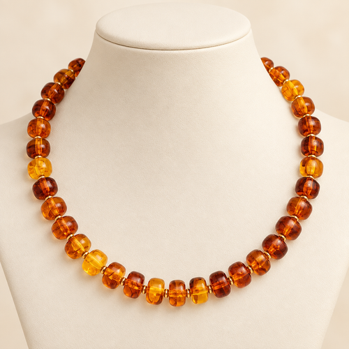 Amber Glow Beaded Necklace