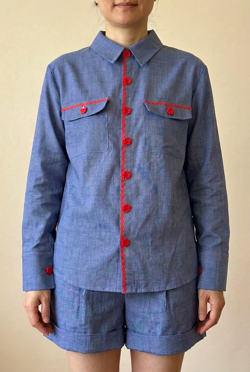 Blue Ric Rac Shirt & Shorts Set