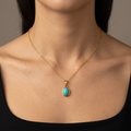 Turquoise-Colour Oval Pendant Necklace – Stainless Steel