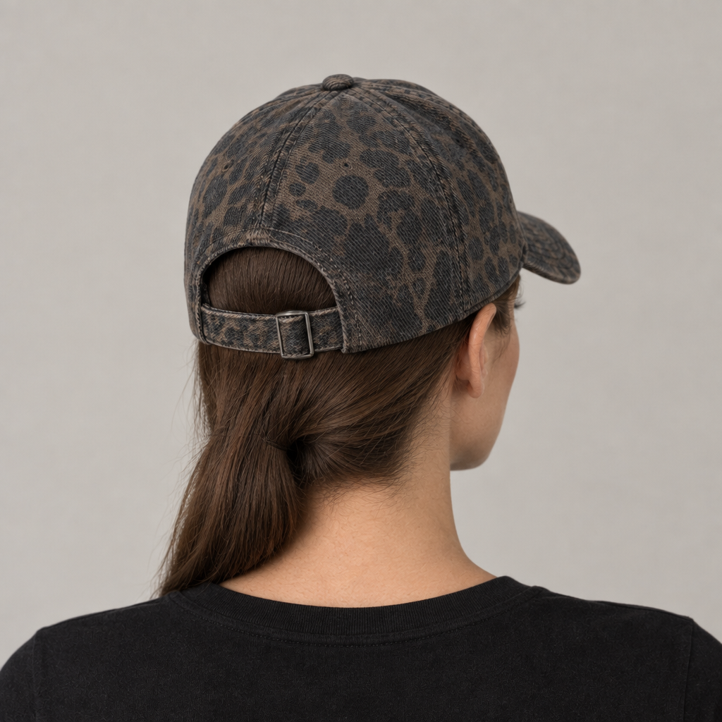 Washed Leopard Print Baseball hat