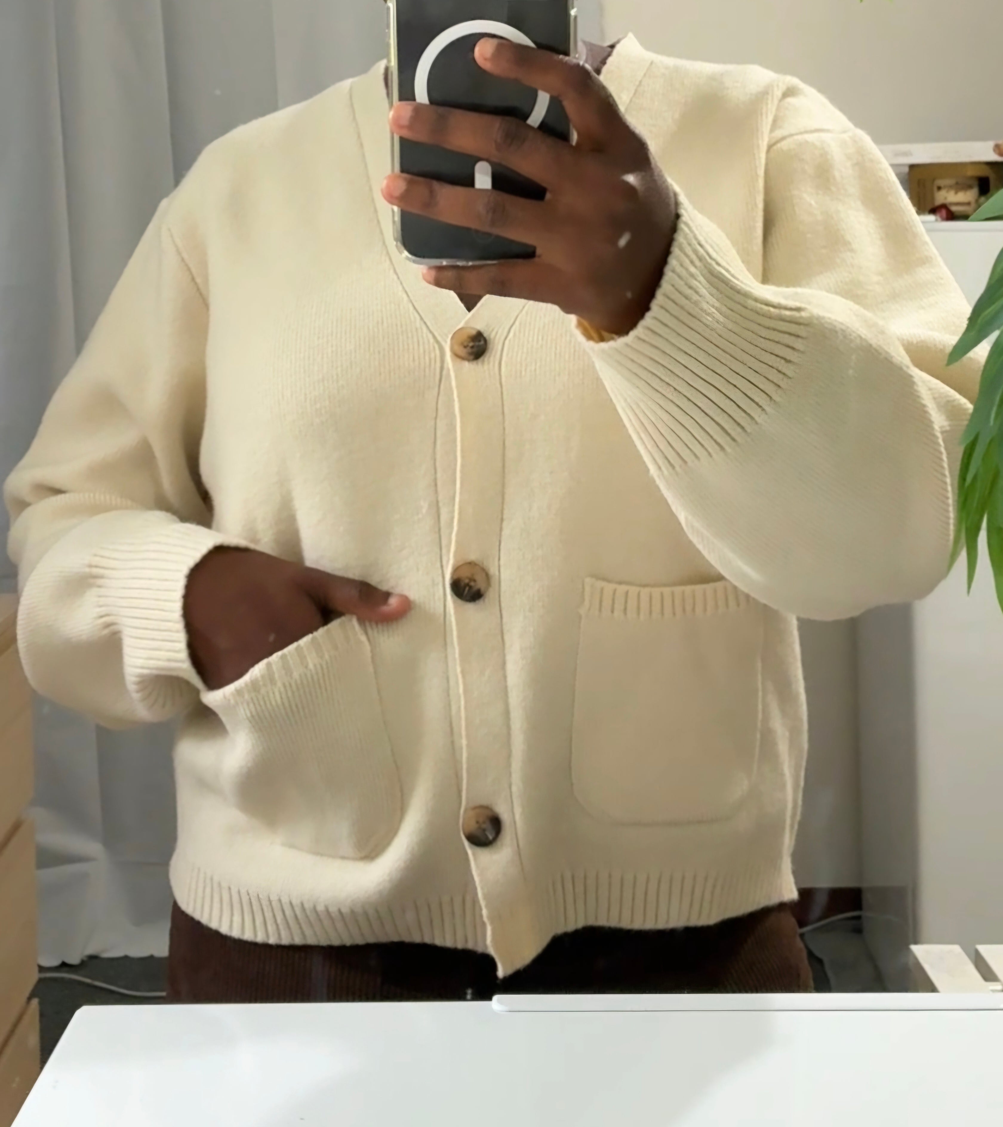 Cozy vee neck button down cardigan
