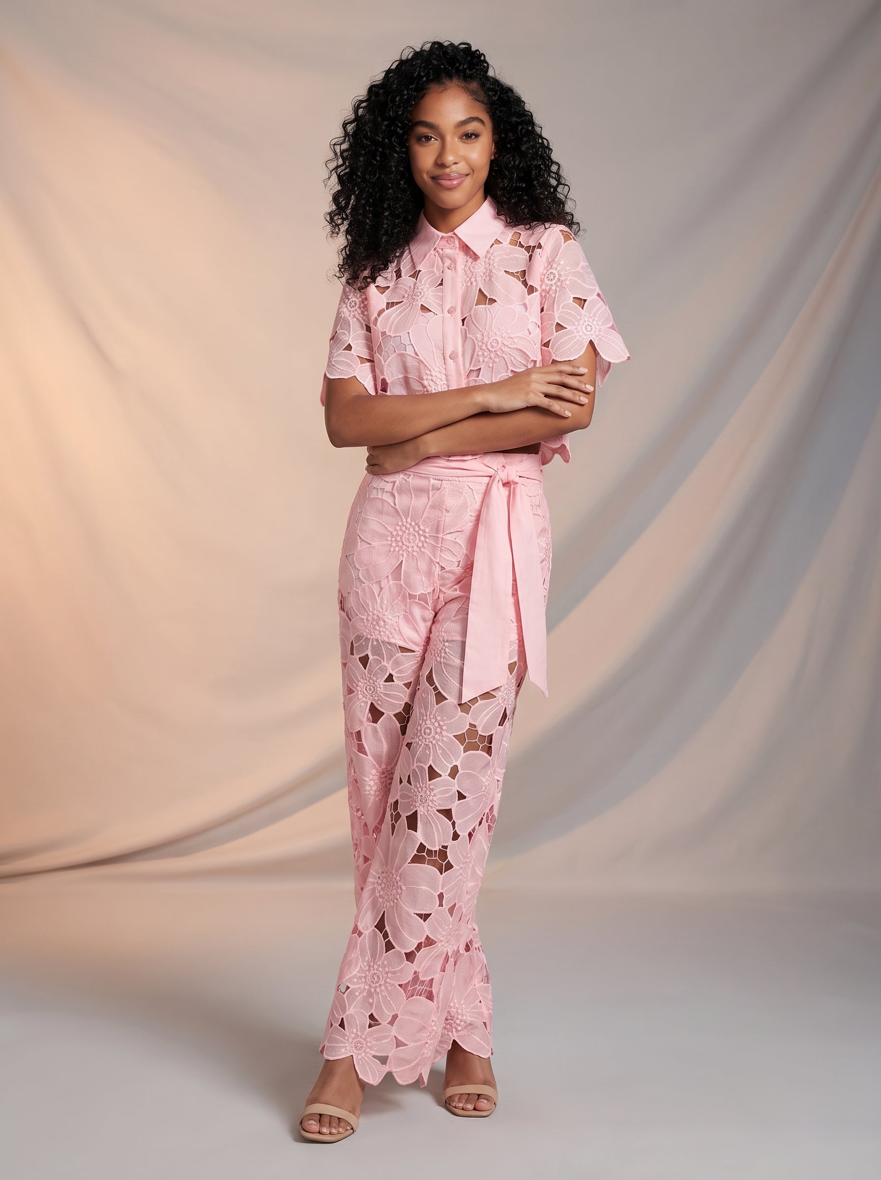 Stylish lace detail two piece set