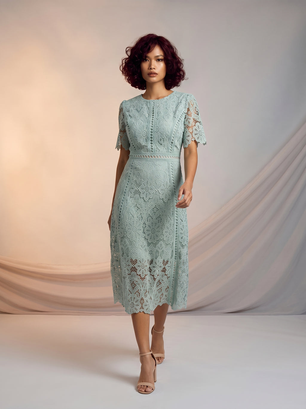 Lace detail midi dress