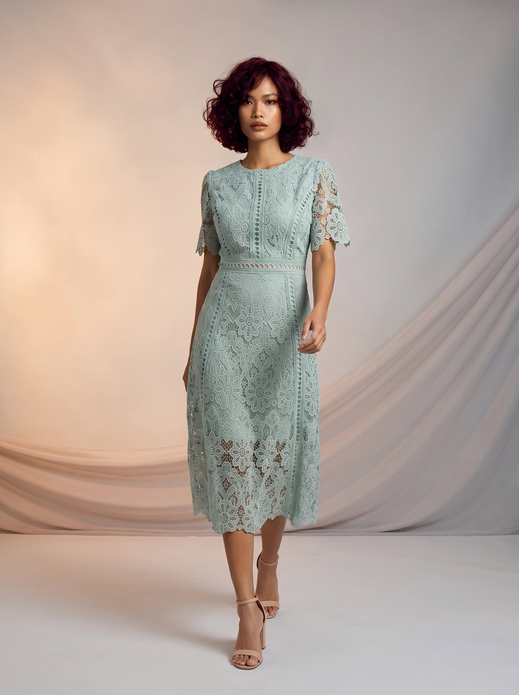 Lace detail midi dress