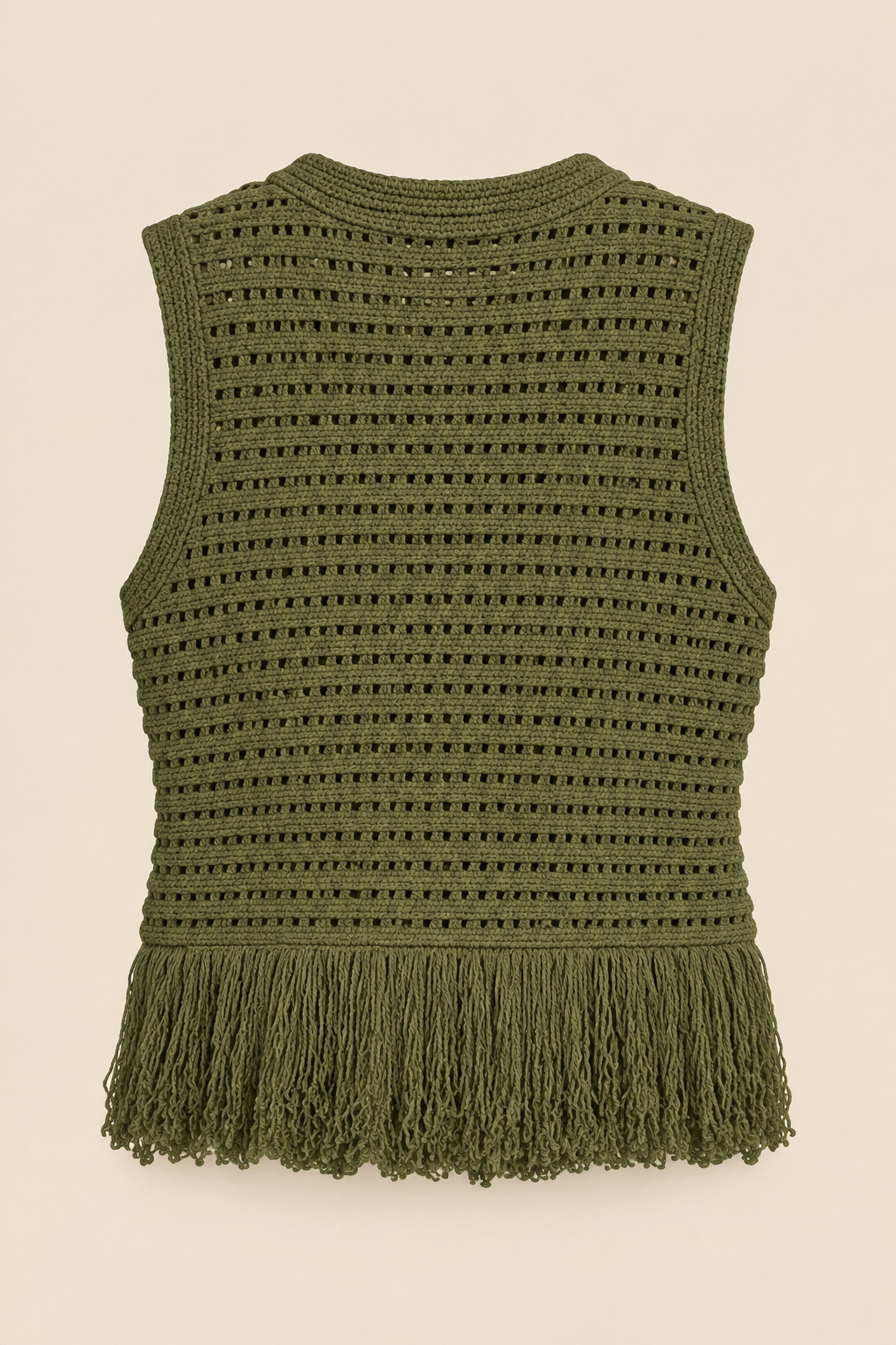 Olive Fringe Hem Knit Top
