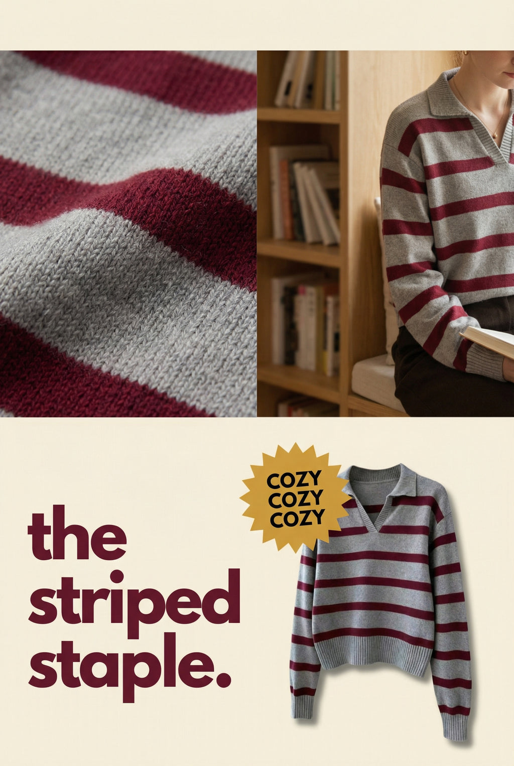 Striped collar cardigan