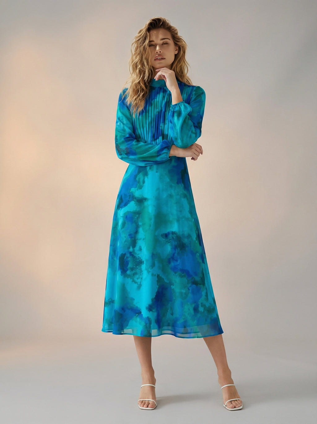 Art canvas print design long-sleeved dress