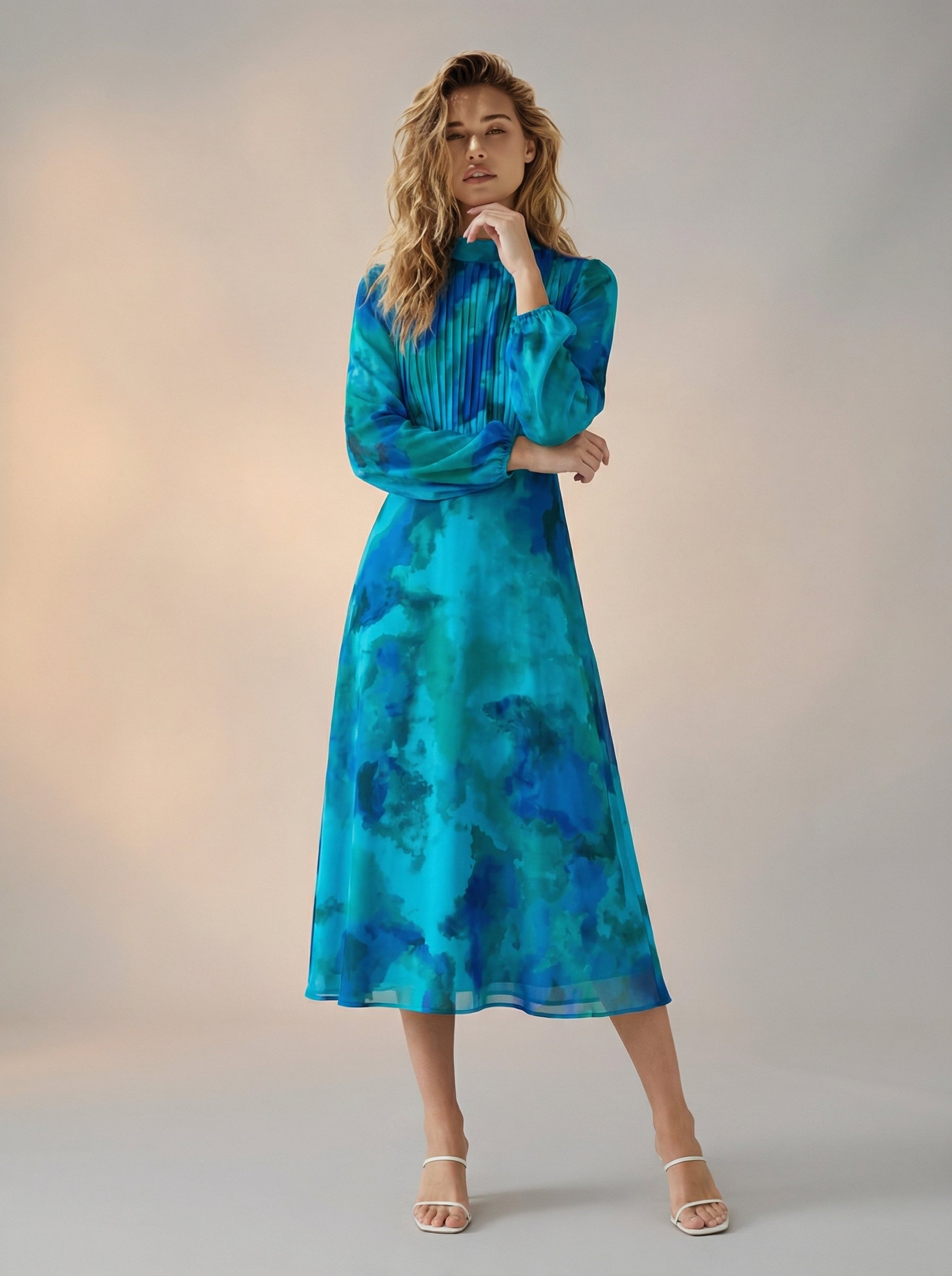 Art canvas print design long-sleeved dress