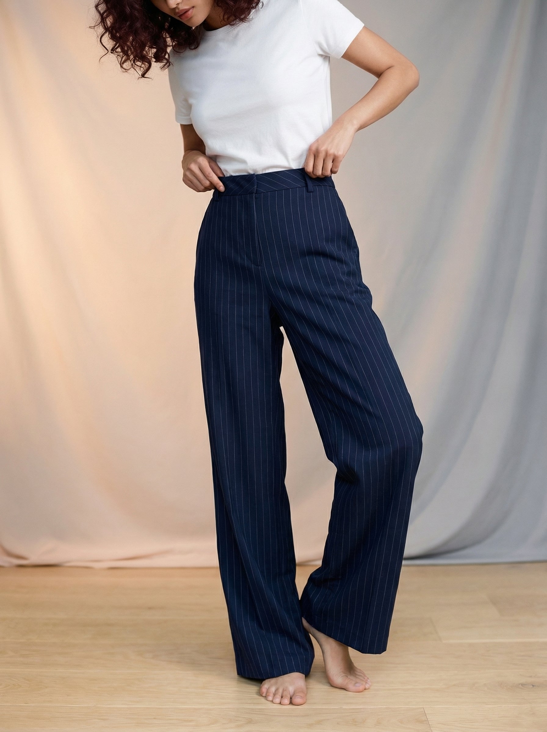Striped navy pants
