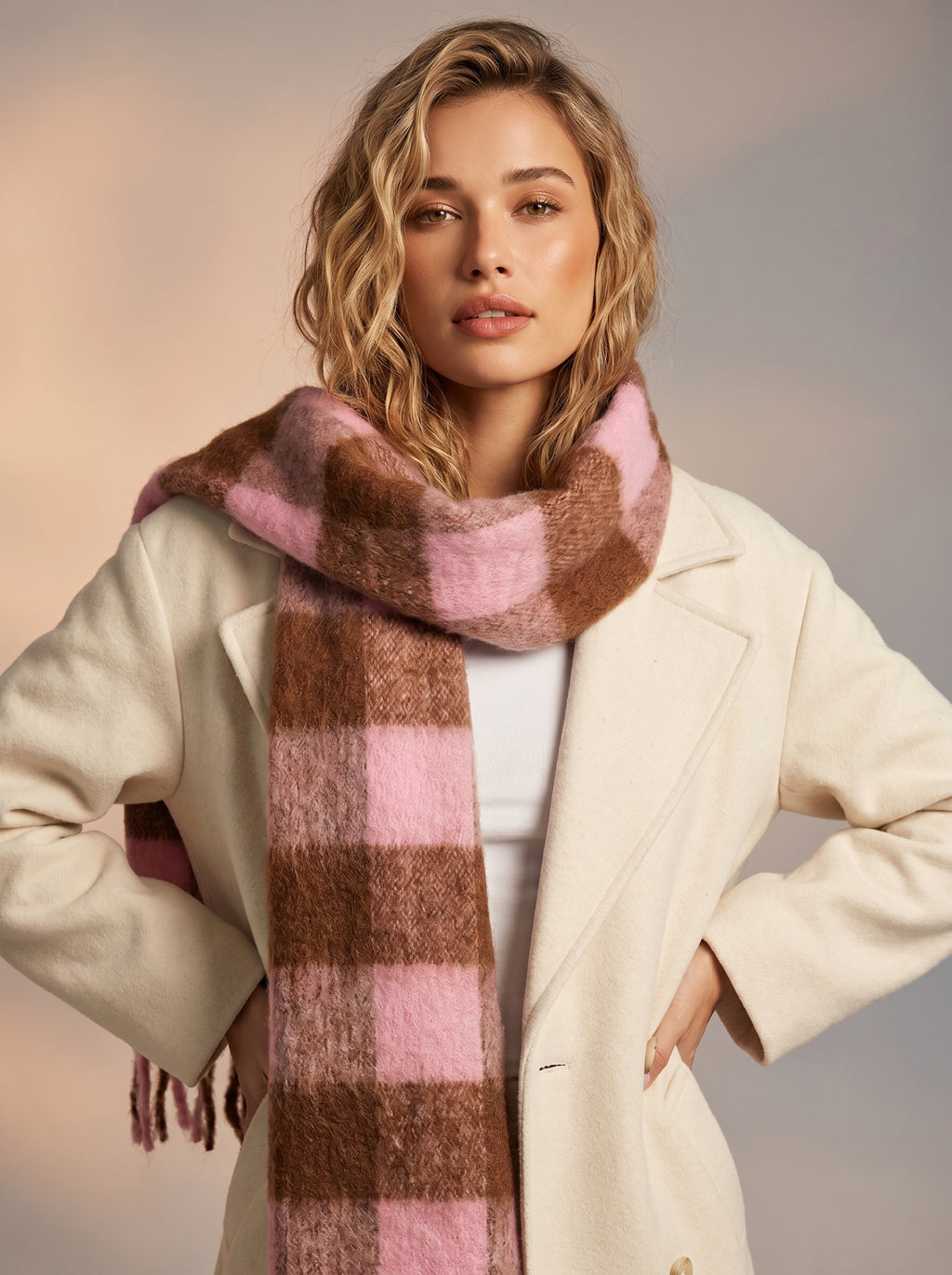 Checkered winter neck scarf