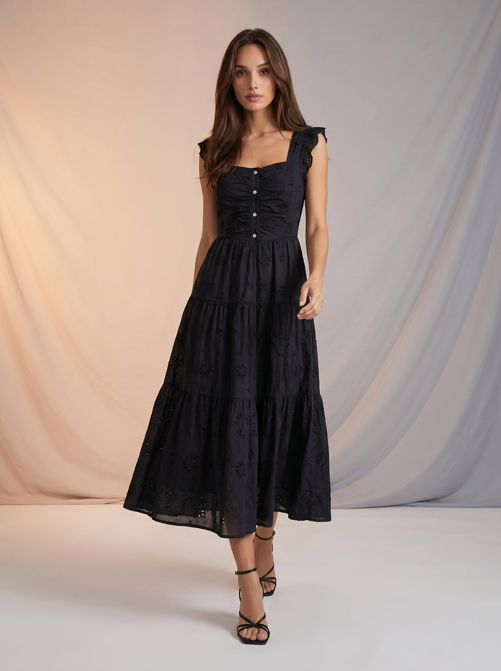 Frilly sleeve detail maxi dress