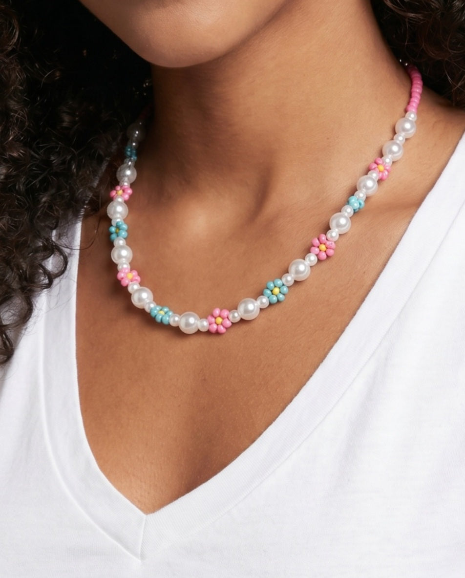 Beaded flower necklace