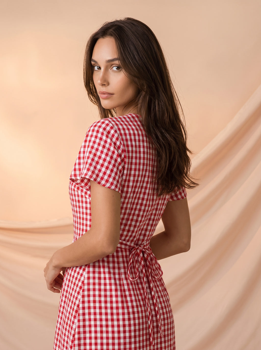Gingham print frilly dress