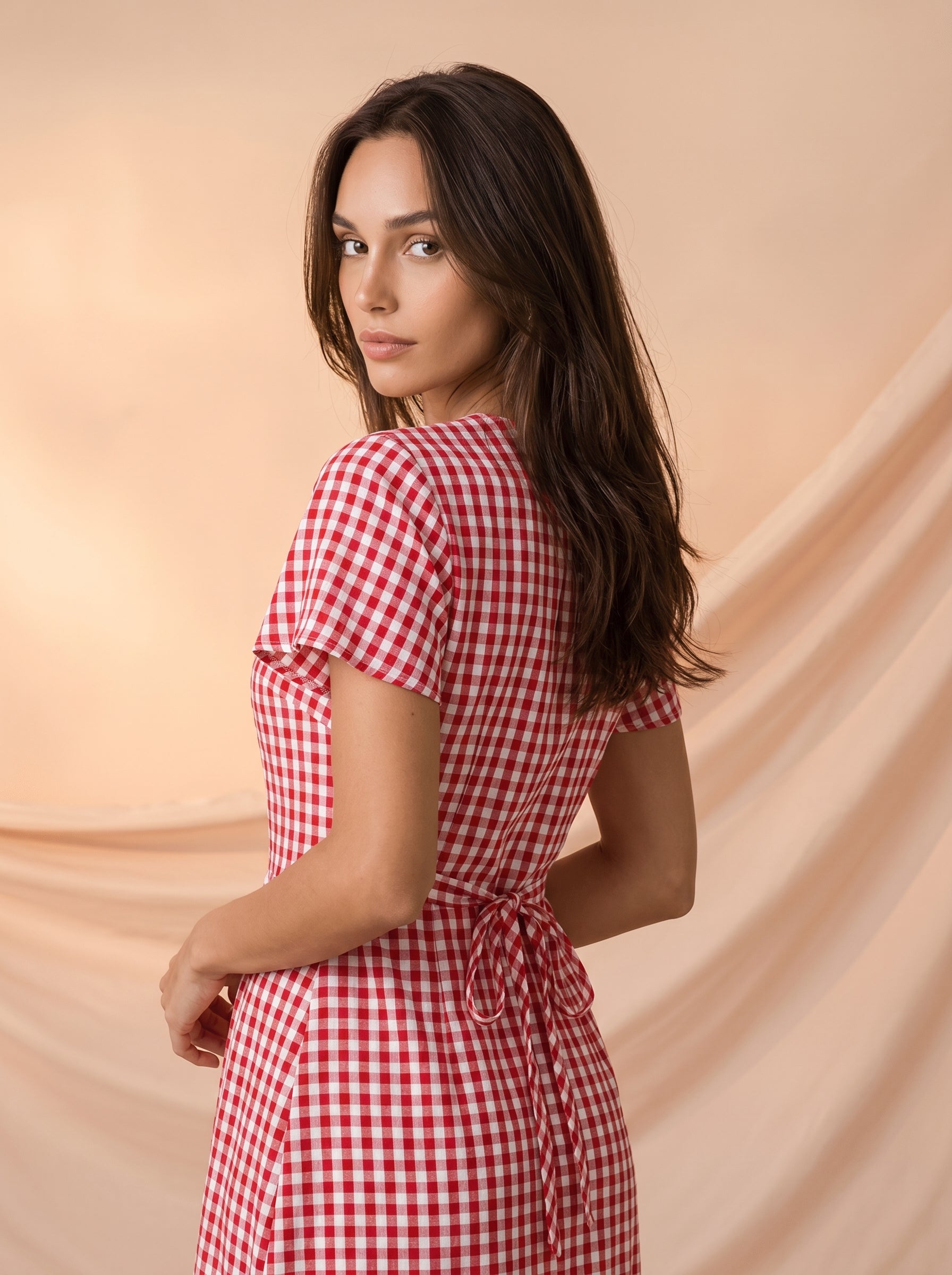 Gingham print frilly dress