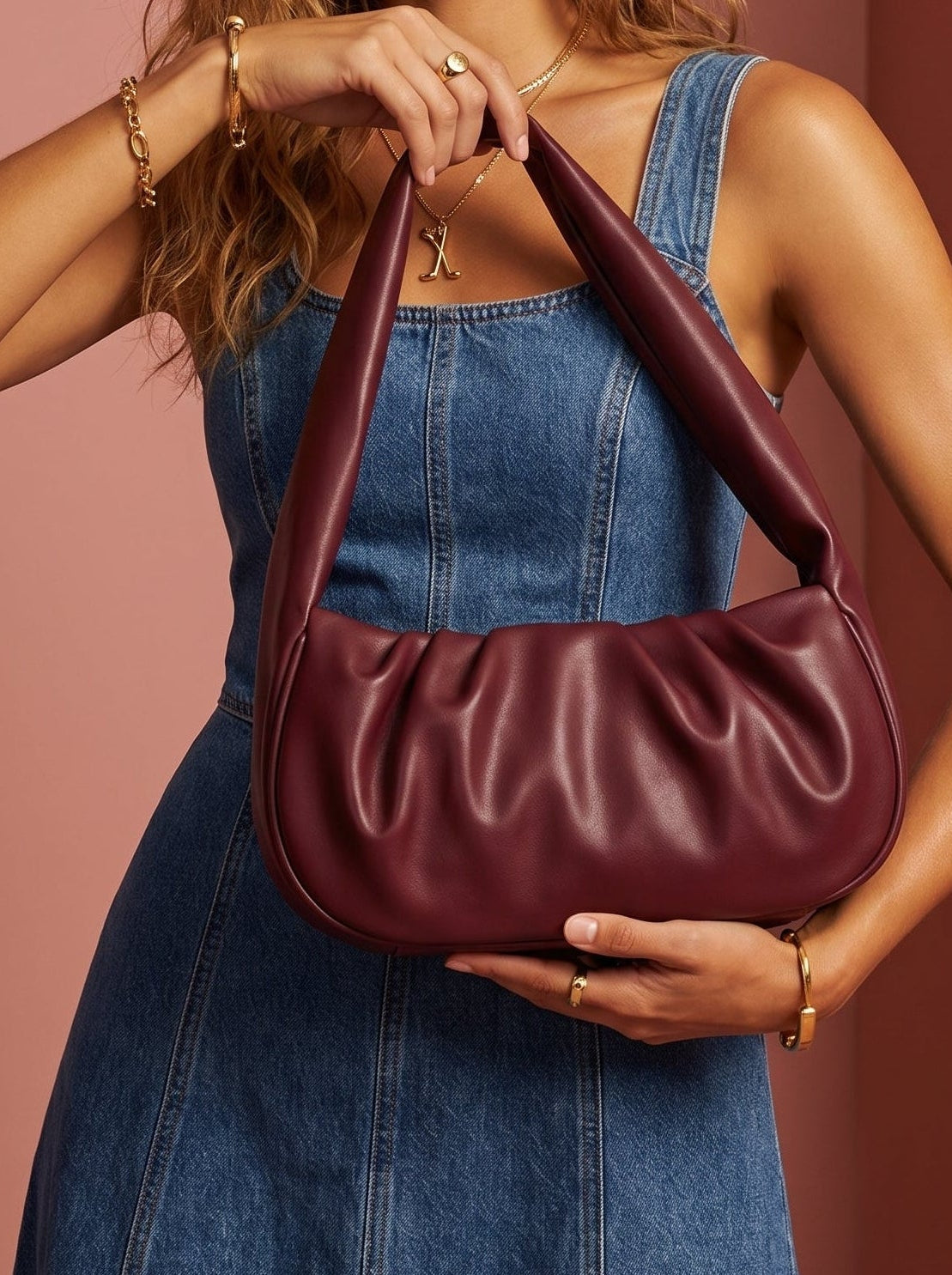 Gathered detail shoulder bag