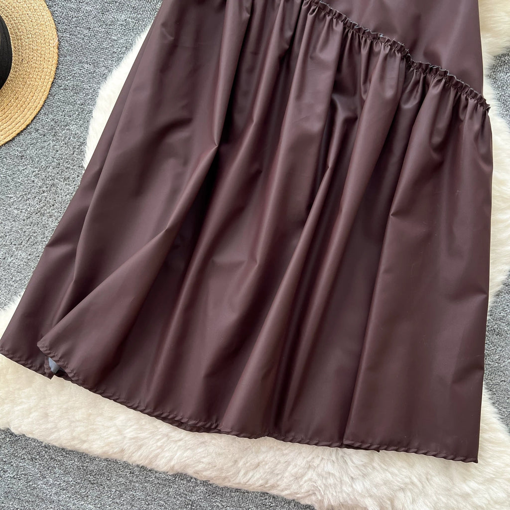 Elastic waist detail maxi ruffle skirt