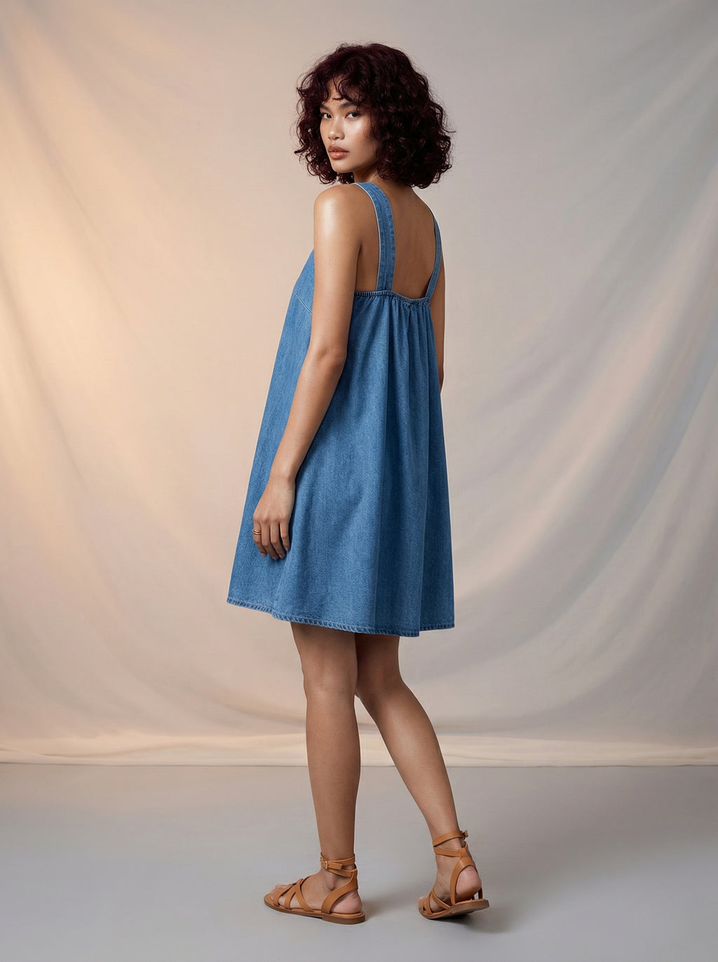 Halter neck denim dress