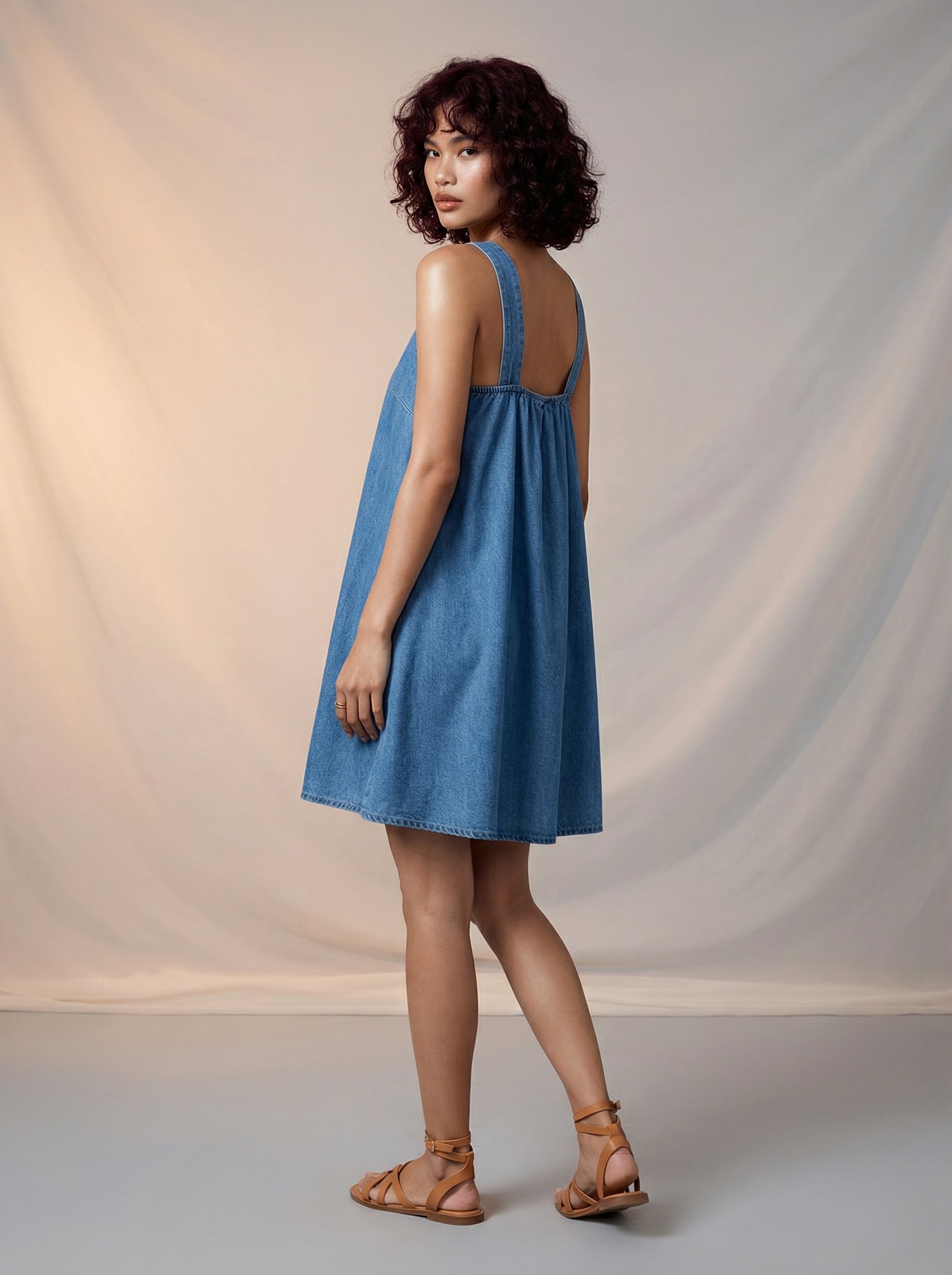 Halter neck denim dress