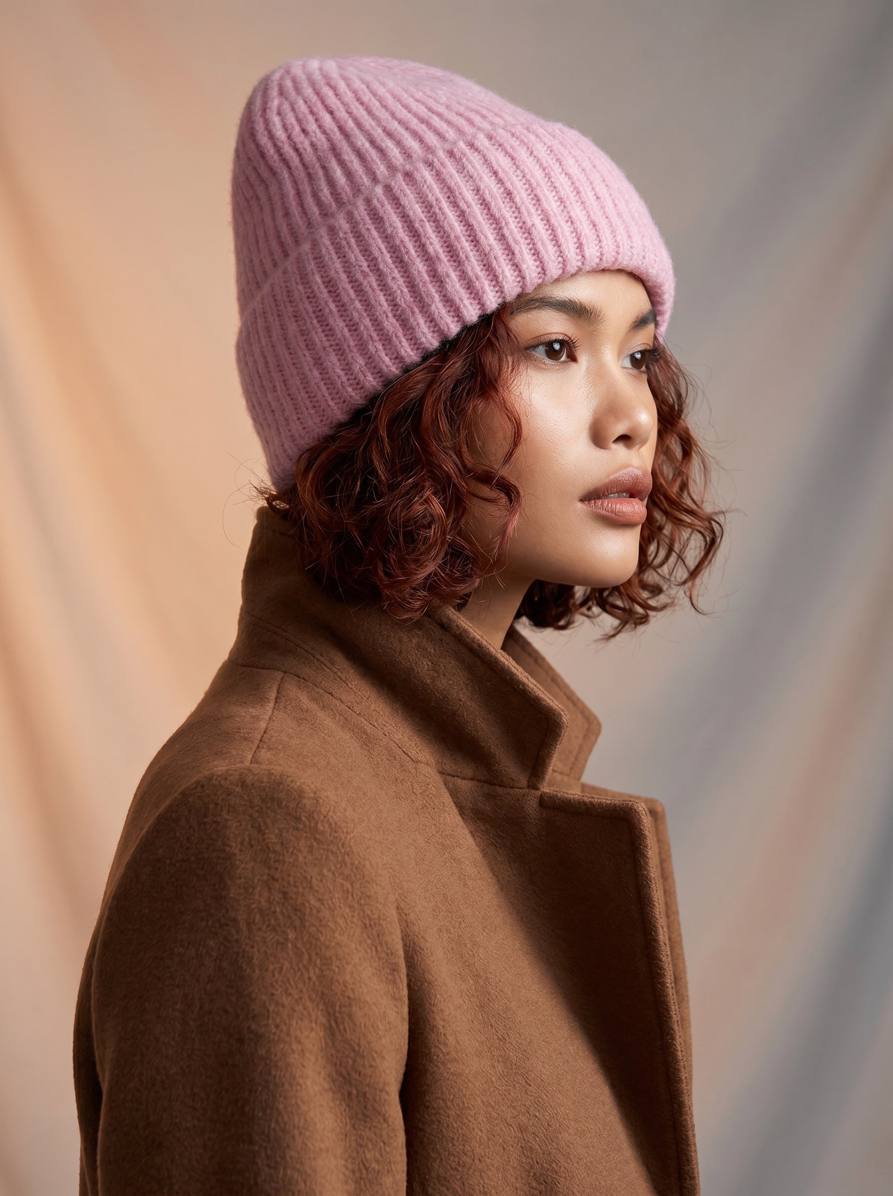 Pink knitted beanie