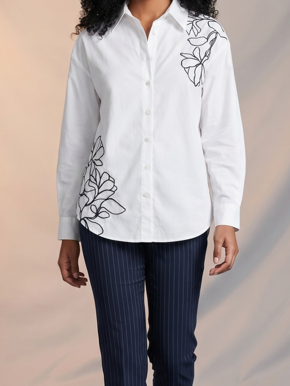 White embroidery detail shirt