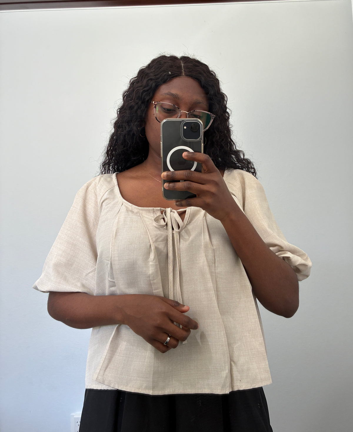 Boho style puff sleeve blouse