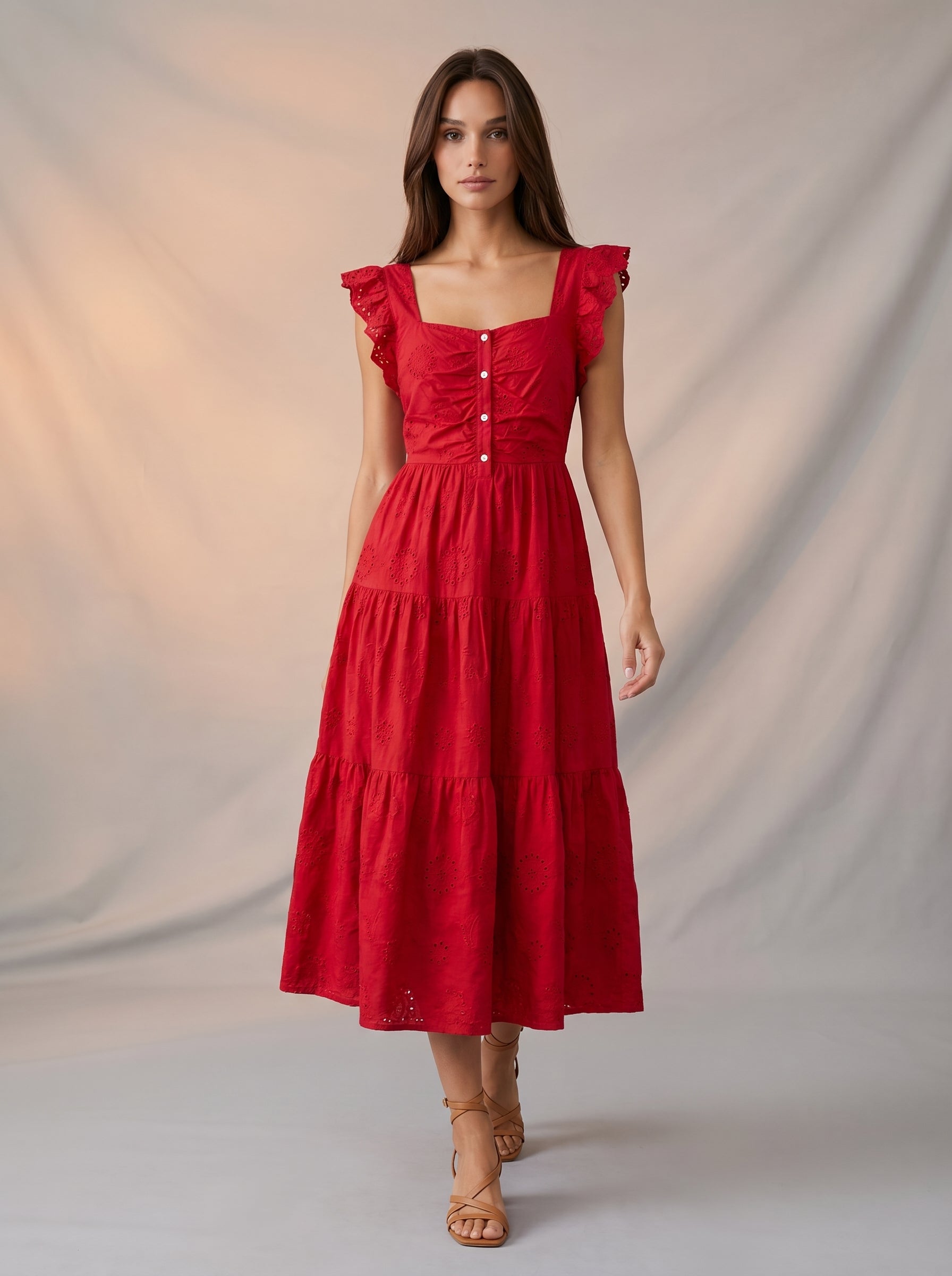Frilly sleeve detail maxi dress