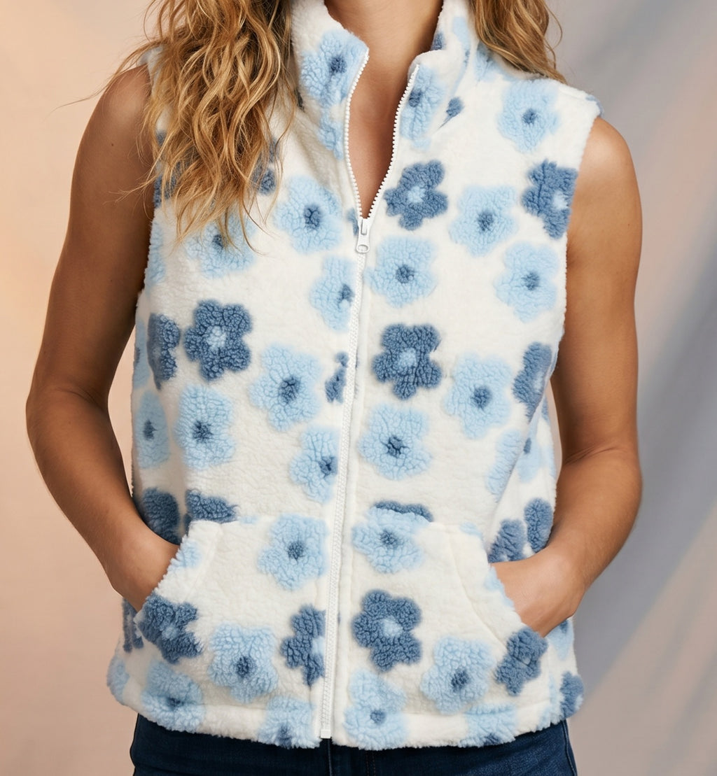 Floral detail fleece jacket