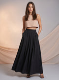 Pleated black maxi skirt
