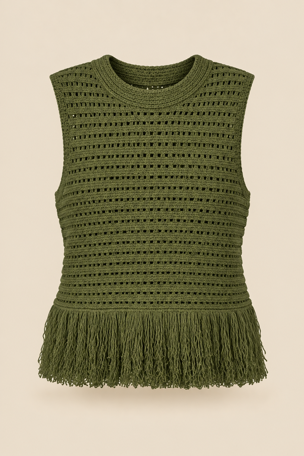 Olive Fringe Hem Knit Top