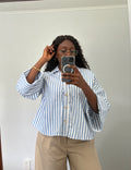 Boxy fit crop striped shirt