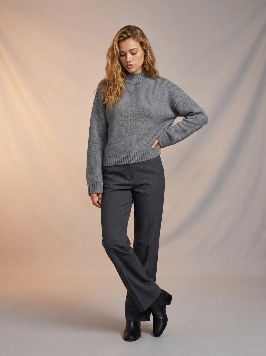 Mock neck flare sleeve Sweater