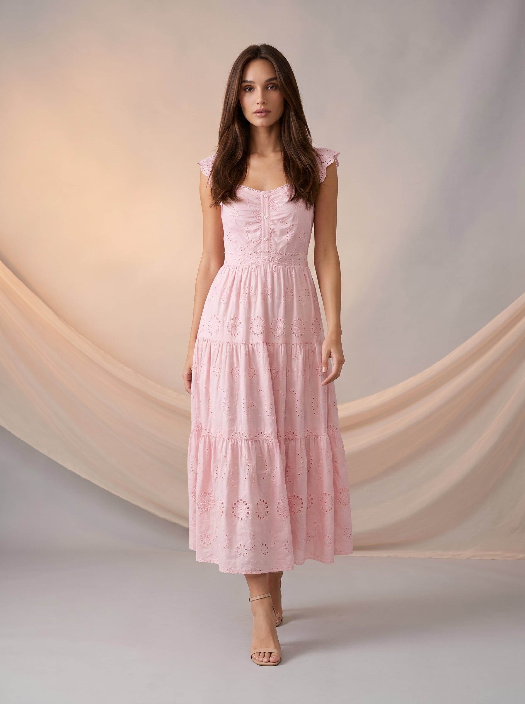 Frilly sleeve detail maxi dress