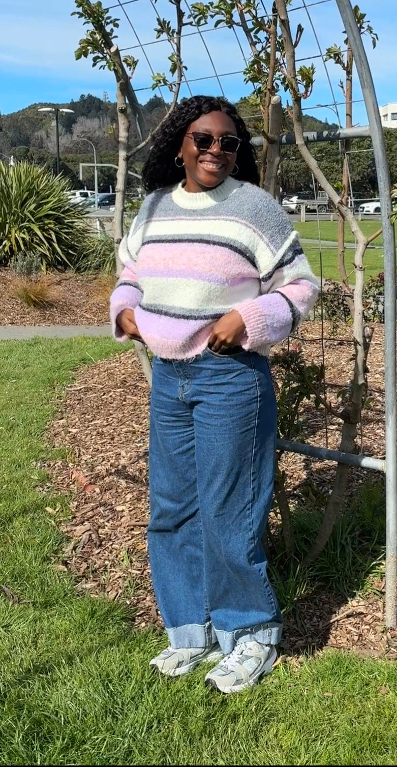 Striped fluffy ladies jumper