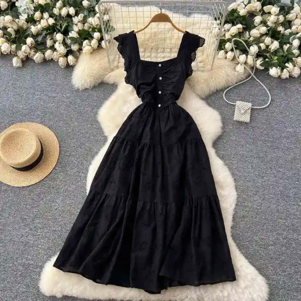 Frilly sleeve detail maxi dress
