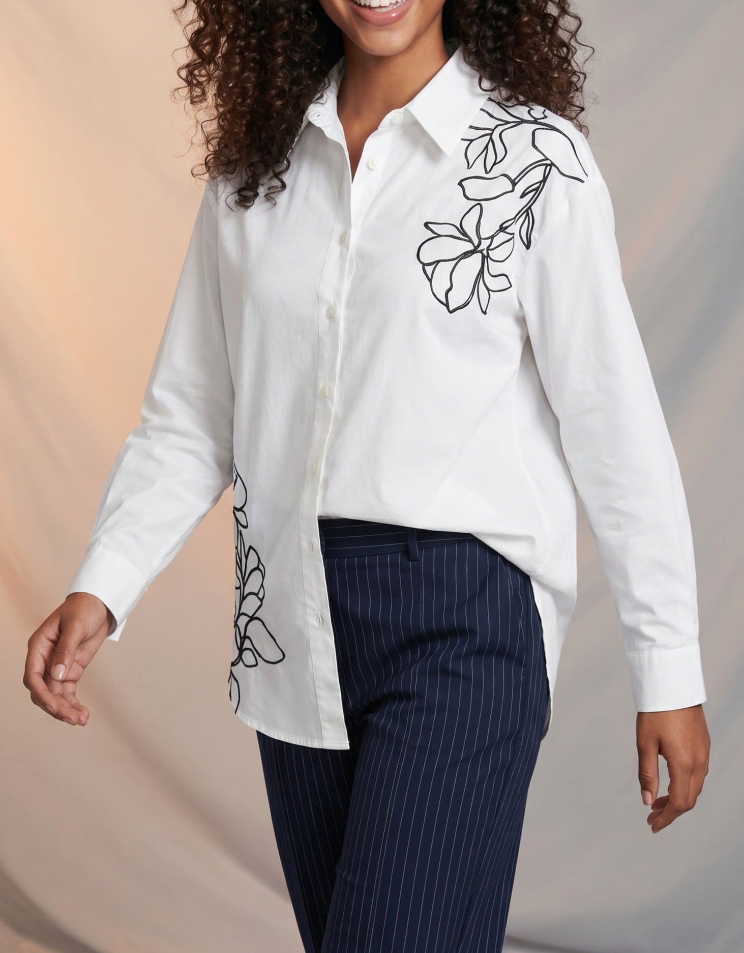 White embroidery detail shirt