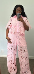 Stylish lace detail two piece set