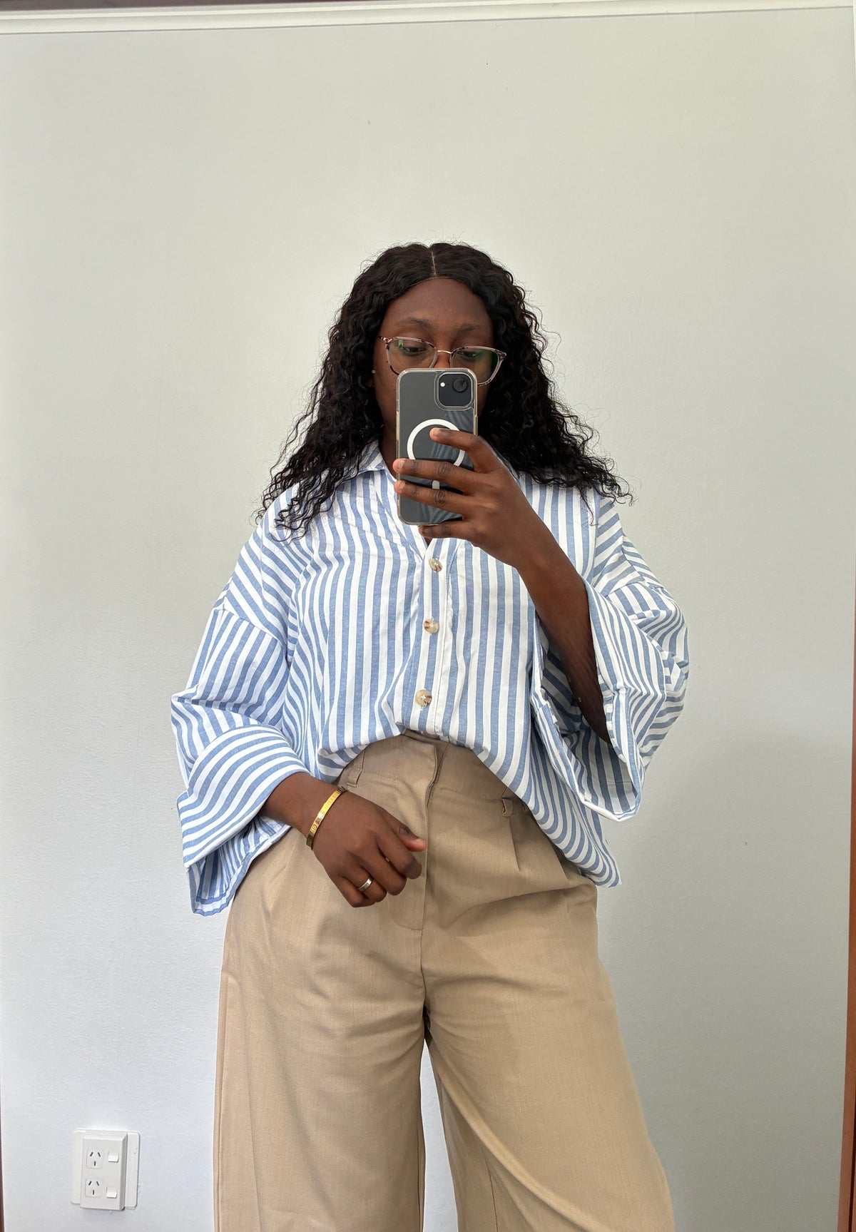 Boxy fit crop striped shirt