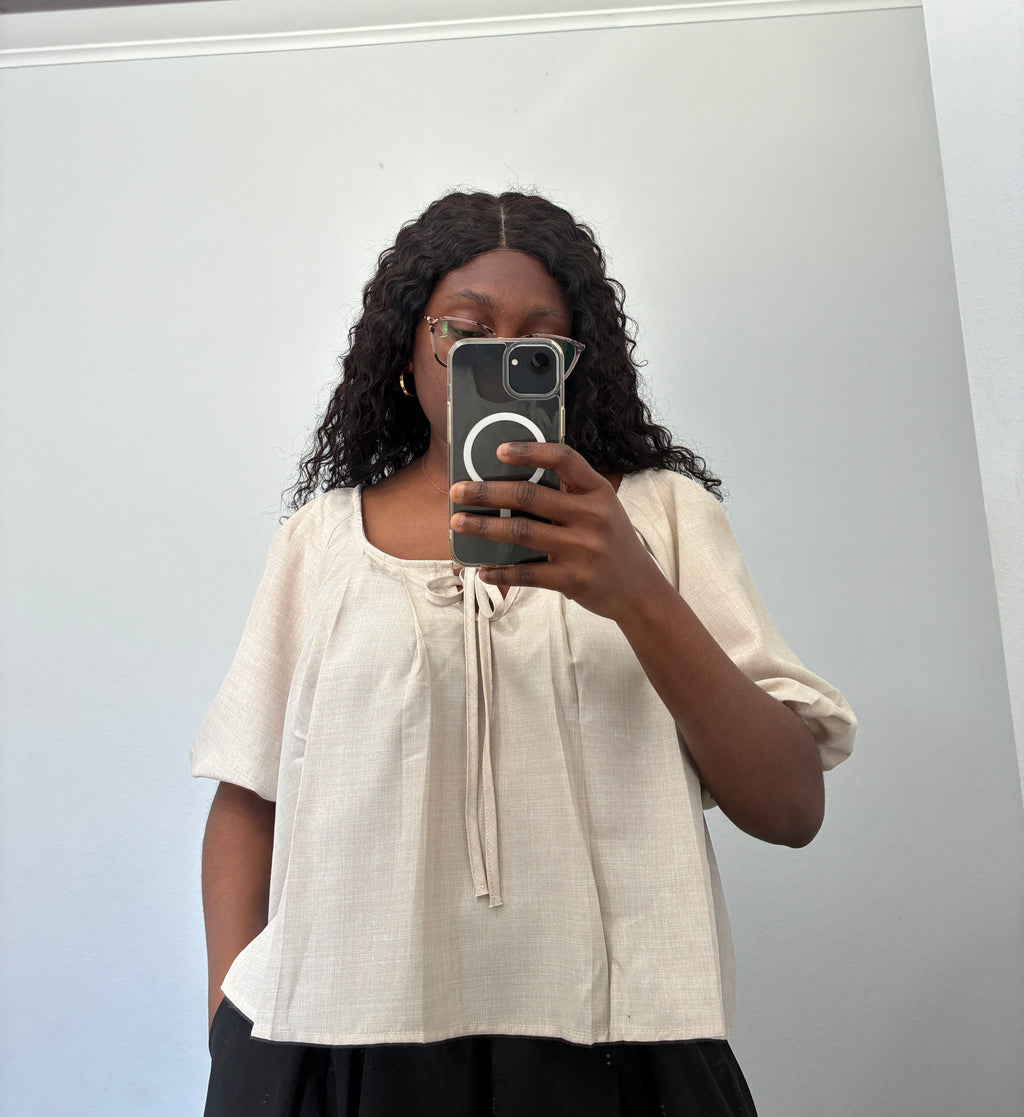 Boho style puff sleeve blouse