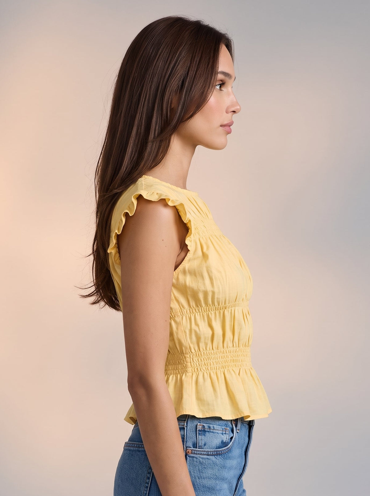 Yellow smock detail blouse