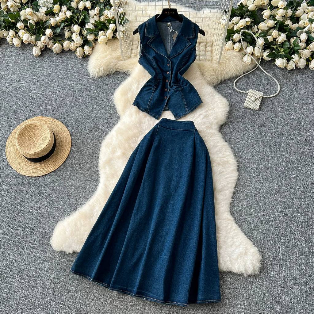 Denim two piece set
