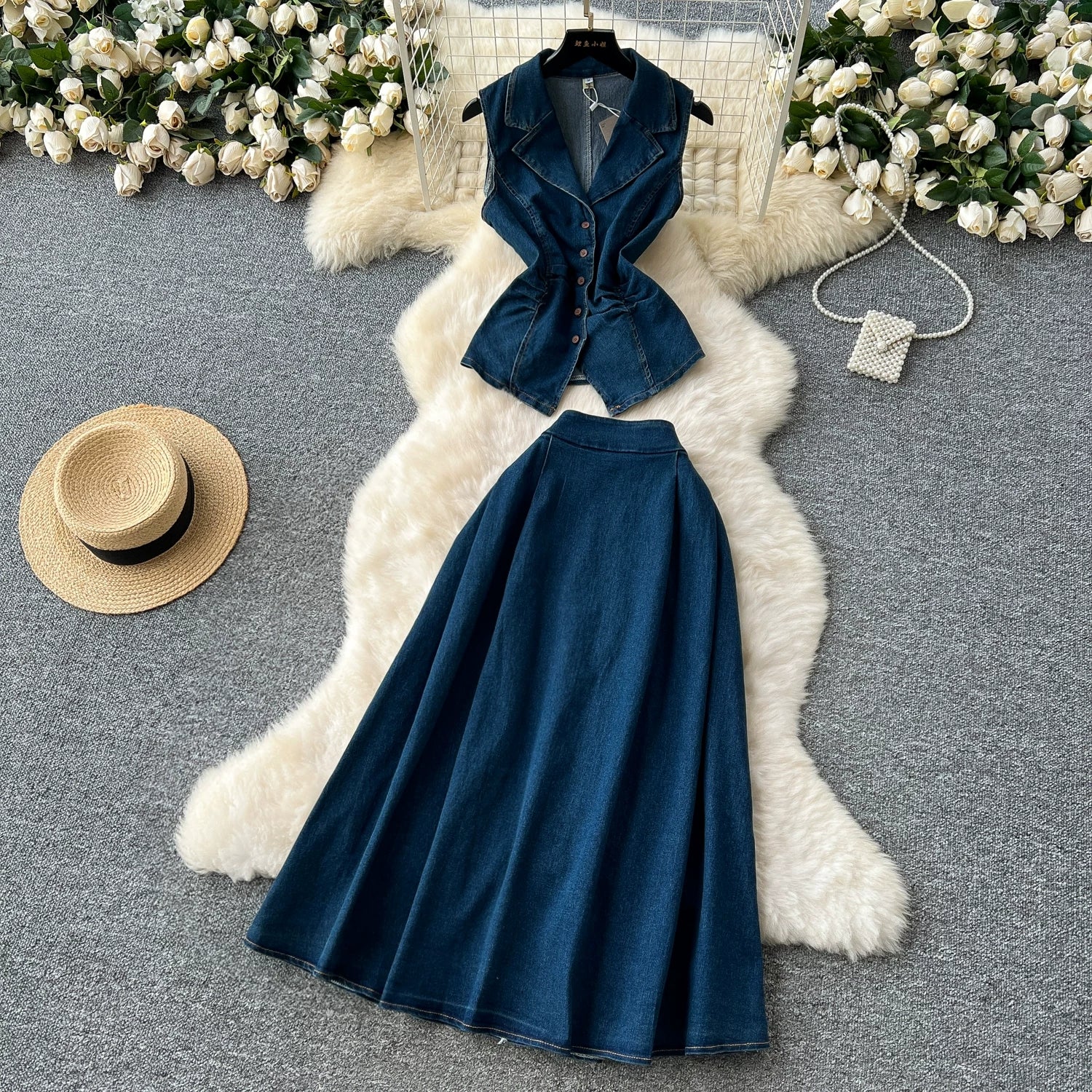 Denim two piece set