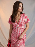 Gingham print frilly dress