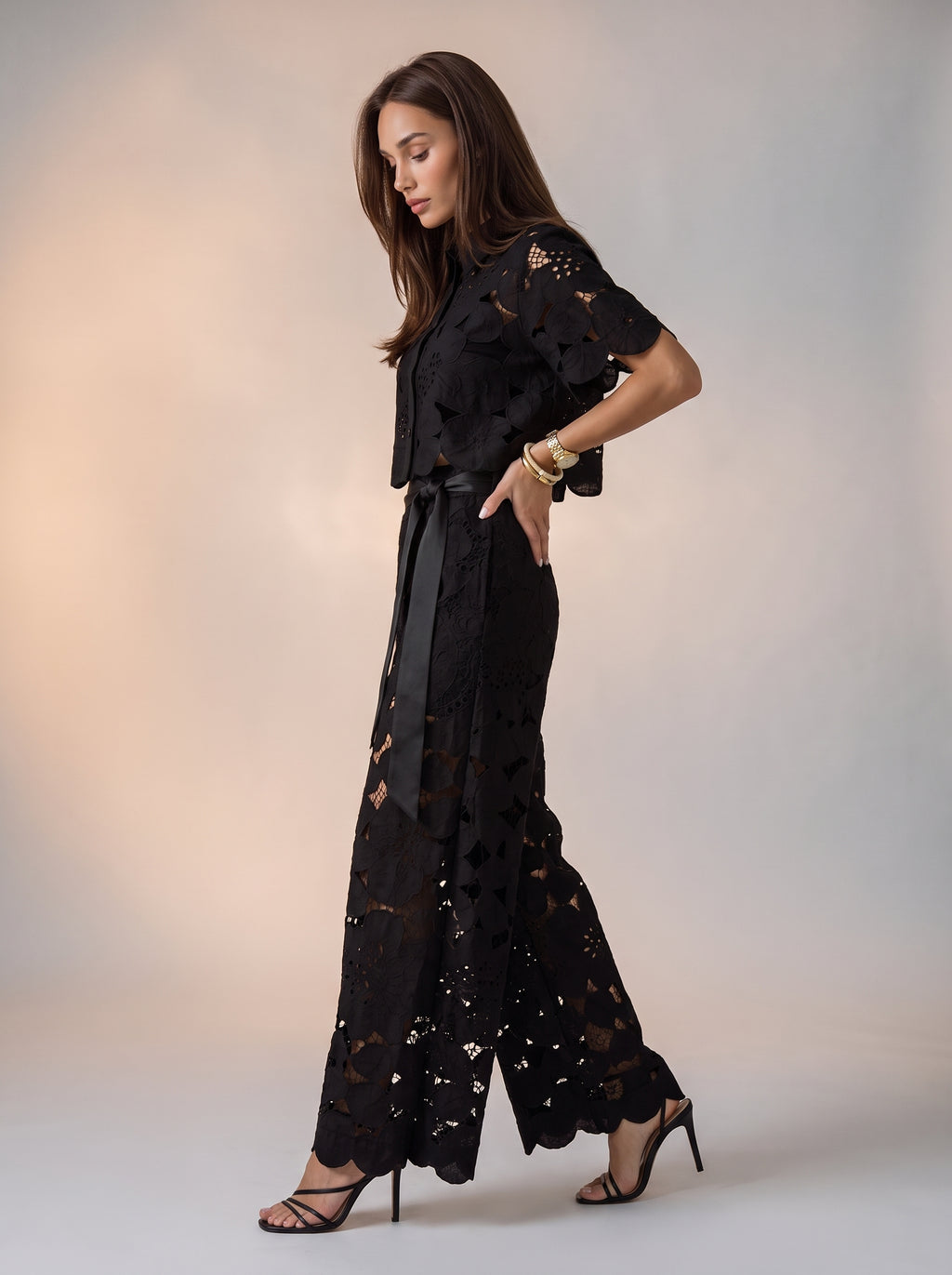 Stylish lace detail two piece set