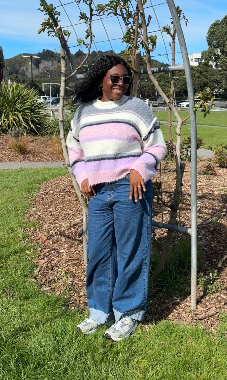 Striped fluffy ladies jumper