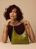 Green structured shoulder bag