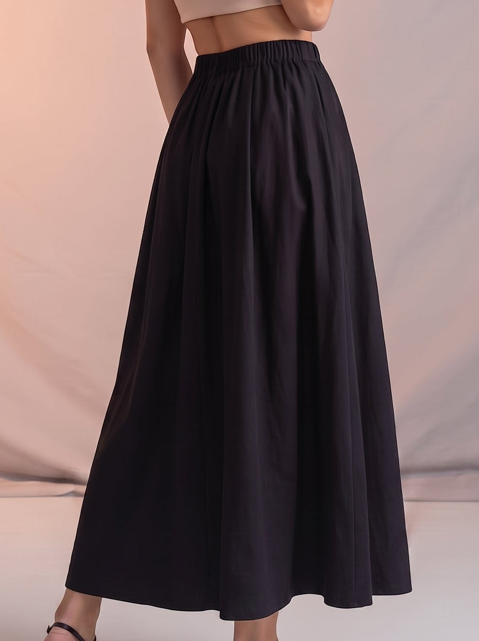 Pleated black maxi skirt