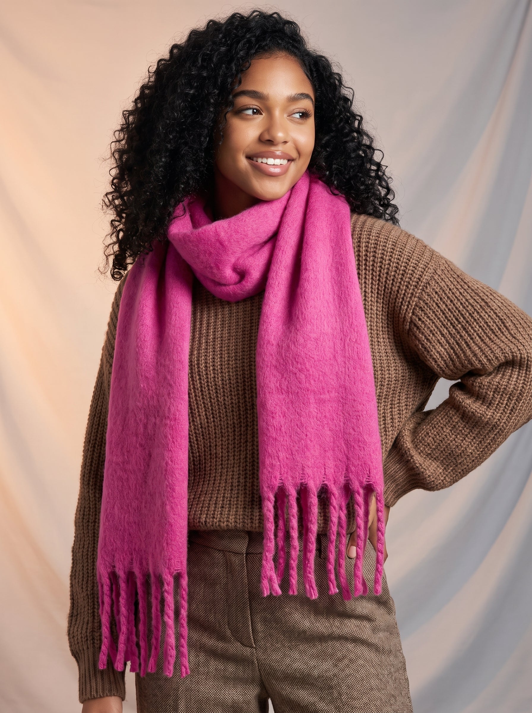 Hot pink colored neck scarf