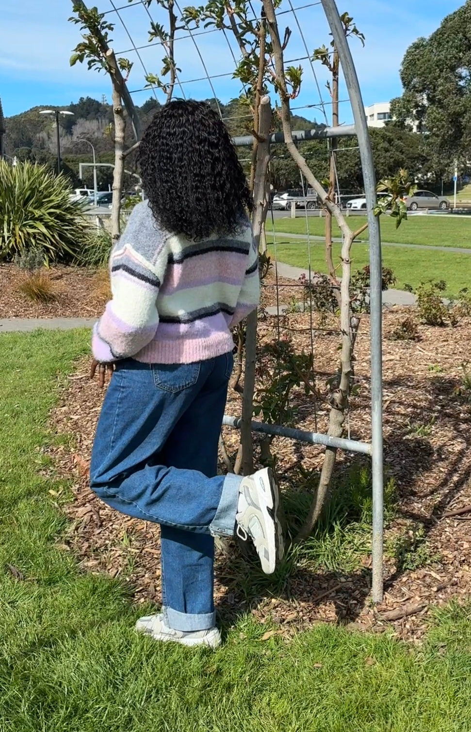 Striped fluffy ladies jumper